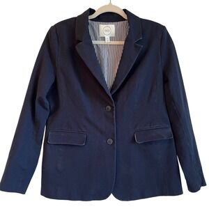 1901 Navy Blue Classic Preppy Academia Cotton Blazer w/ Striped Lining Size 16